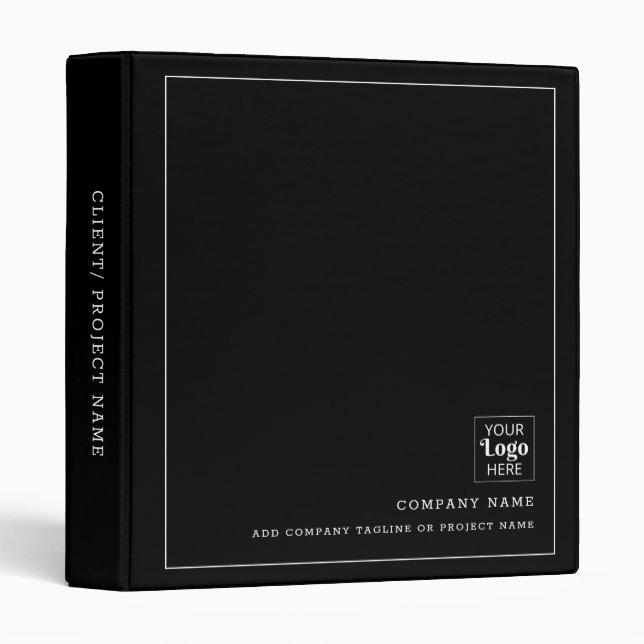 Classeur Logo de l'entreprise Marque Simple Moderne Noir (Devant/Côté)