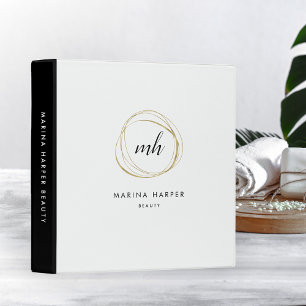Classeur Logo de Monogramme Abstrait Faux Gold