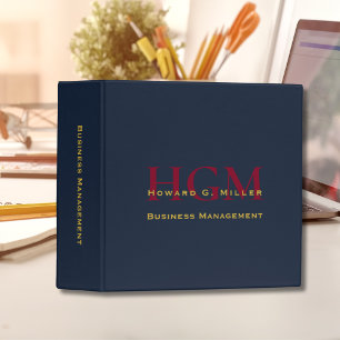 Classeur Logo de monogramme d'entreprise Navy Bourgogne Or