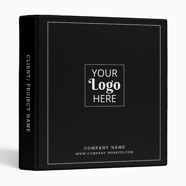 Classeur Logo de société de commerce minimaliste noir   (Devant/Côté)