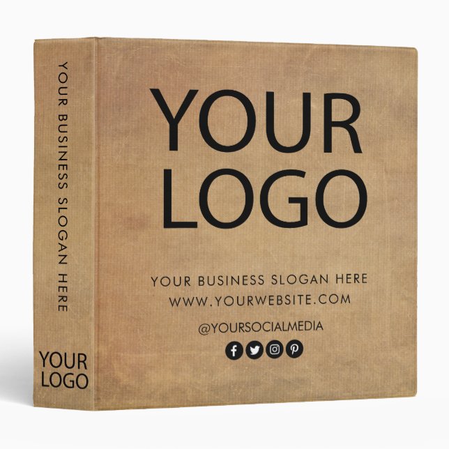 Classeur Logo de société personnalisé professionnel Brun   (Devant/Côté)