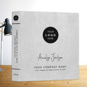 Classeur Logo d'entreprise moderne en cuir blanc sur mesure