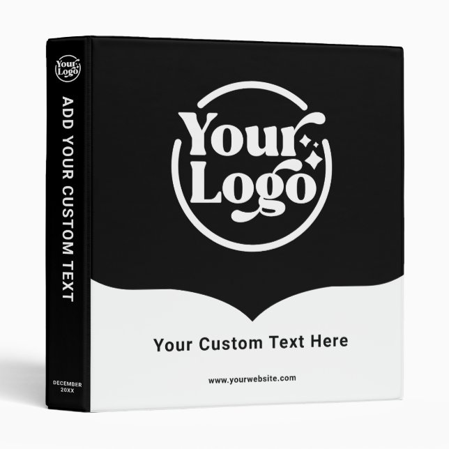 Classeur Logo d'entreprise Moderne Noir et Blanc d'Affaires (Devant/Côté)