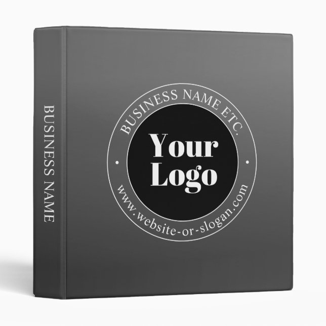 Classeur Logo d'entreprise ou design & texte modifiable (Devant/Côté)