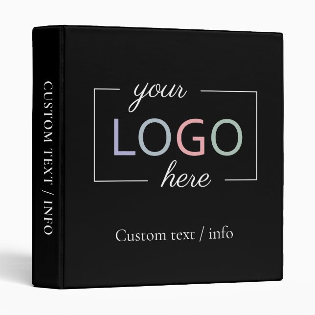 Classeur Logo d'entreprise personnalisé noir (Devant/Côté)