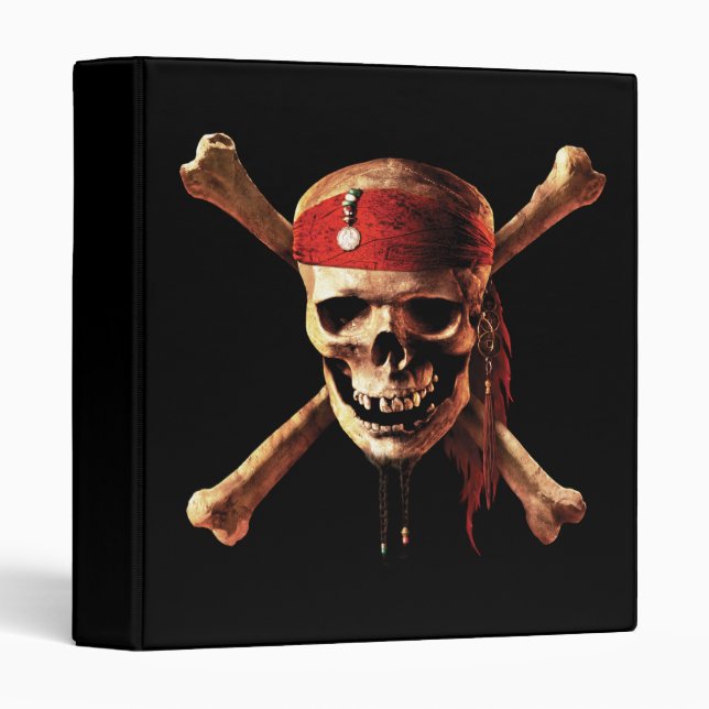 Classeur Logo des pirates de 1" du crâne des Caraïbes (Devant/Côté)
