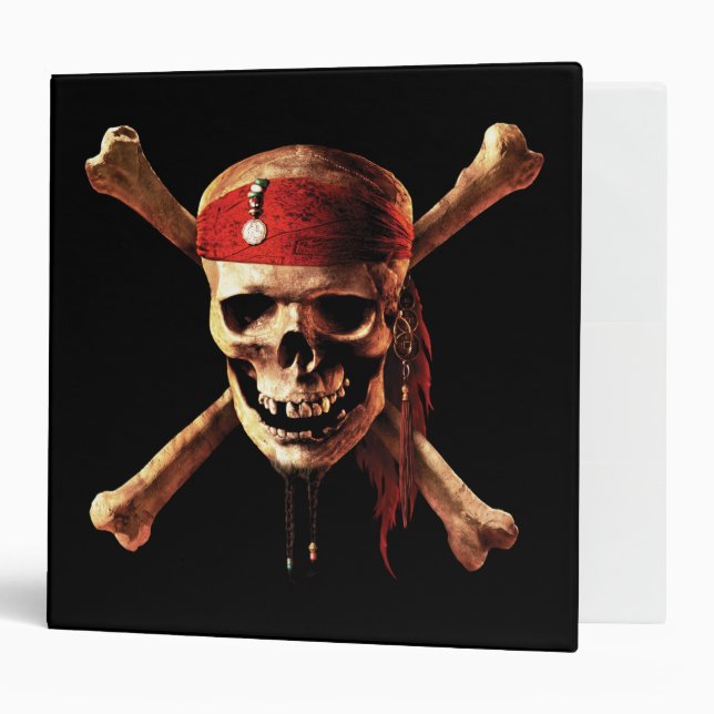 Classeur Logo des Pirates de 2 po du crâne des Caraïbes (Devant/intérieur)