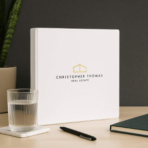 Classeur Logo d'habitation moderne Immobilier Blanc/Or