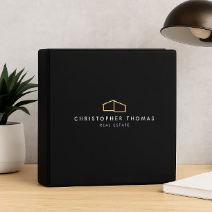 Classeur Logo d'habitation moderne Immobilier Noir/Or