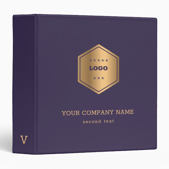 Classeur Logo d'or sur violet (Devant/Côté)