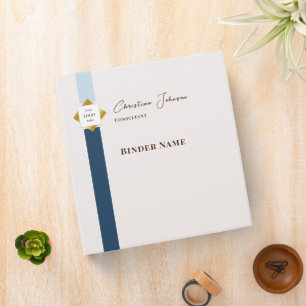 Classeur Logo doré avec des rayures tendance bleues