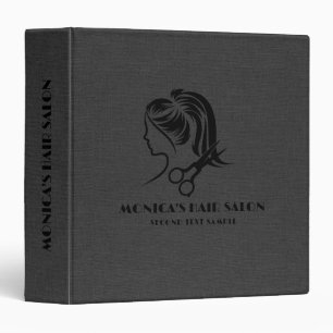 Classeur Logo du salon de coiffure personnalisé Lin gris fo