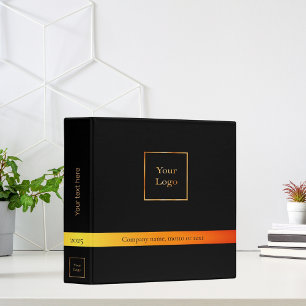 Classeur Logo élégant noir de l'entreprise ruban doré texte