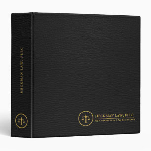 Classeur Logo en cuir noir simple en cuir Justice or