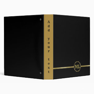 Classeur Logo exclusif or Monogramme sur noir