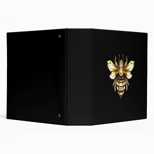 Classeur Logo Faux Gold Foil Bee Polygonal sur Noir (Arrière-plan)