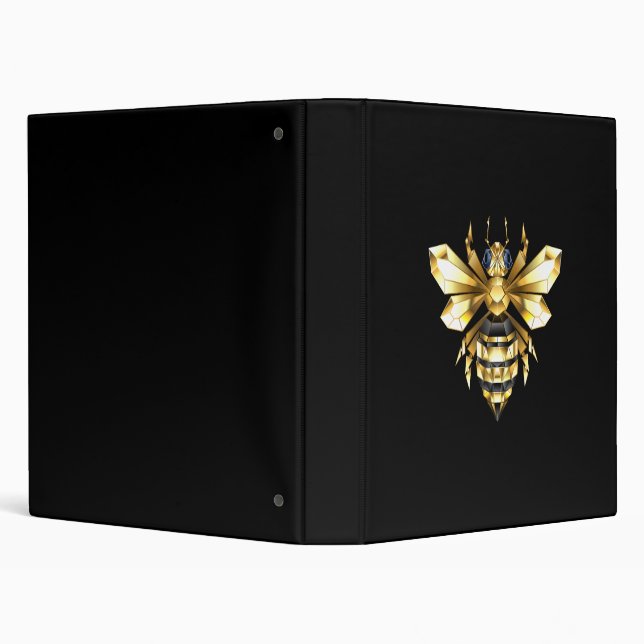 Classeur Logo Faux Gold Foil Bee Polygonal sur Noir (Arrière-plan)