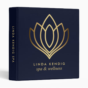 Classeur Logo fleur de lotus dorée Petite Entreprise Bleue