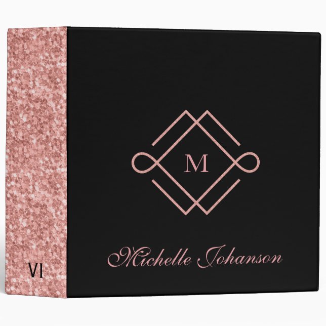 Classeur Logo géométrique rose Gold (Devant/Côté)