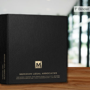 Classeur Logo initial de luxe en cuir noir