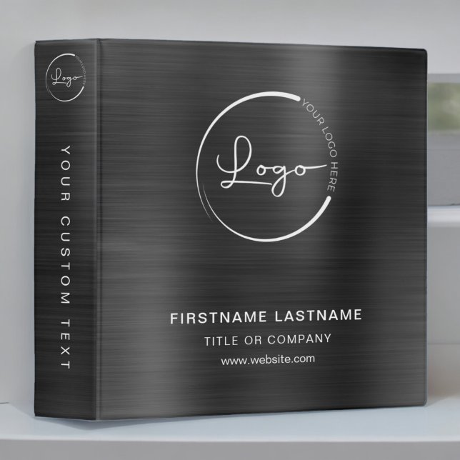 Classeur Logo métallique noir moderne pour entreprise (Créateur téléchargé)