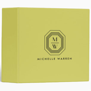 Classeur Logo Monogramme Art déco empilé sur Vert Jaune