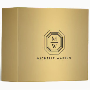 Classeur Logo Monogramme Art Déco sur Faux Gold