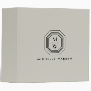 Classeur Logo Monogramme Art Déco sur Taupe