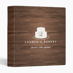 Classeur Logo Monogramme de Gâteau en Blanc sur Bois Brun G