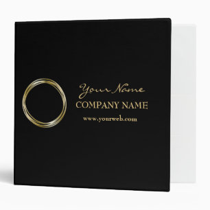 Classeur LOGO noir minimaliste d'or d'anneau d'or élégant