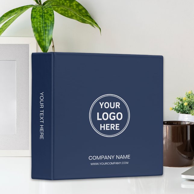 Classeur Logo personnalisé Entreprise Entreprise Marine Ble (Personalized Logo Corporate Business Navy Blue 3 Ring Binder)