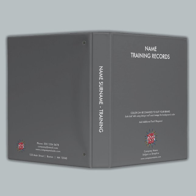 Classeur Logo personnalisé, nom, gris de formation (Créateur téléchargé)