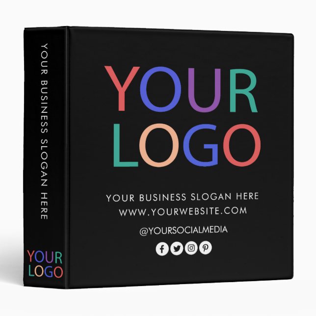 Classeur Logo professionnel personnalisé Entreprise Noir (Devant/Côté)