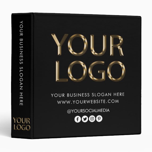 Classeur Logo professionnel personnalisé Entreprise Noir (Devant/Côté)