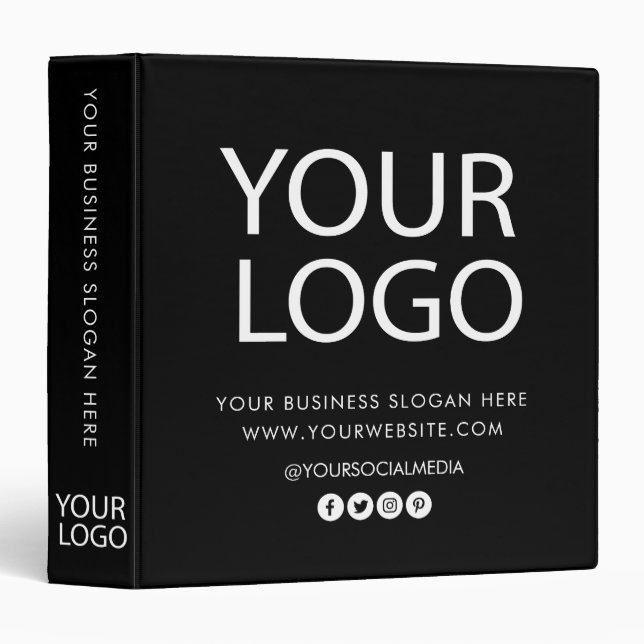 Classeur Logo professionnel personnalisé Entreprise Noir (Devant/Côté)