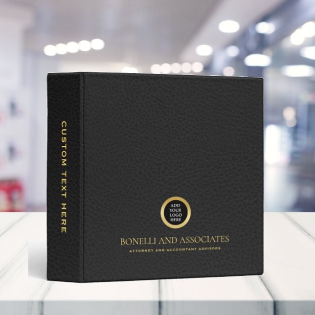 Classeur LOGO Rond professionnel en cuir noir (Créateur téléchargé)