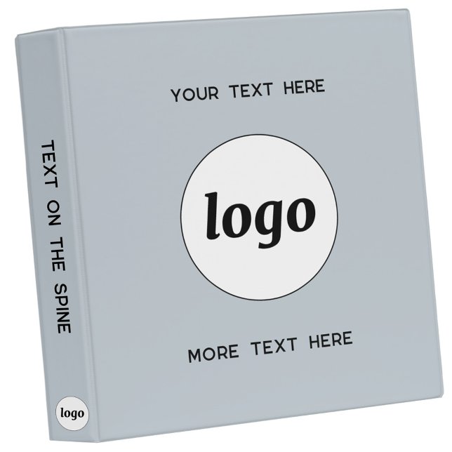Classeur Logo simple avec texte affaires bleu (Logo and custom text professional business promotional 3 ring binder)