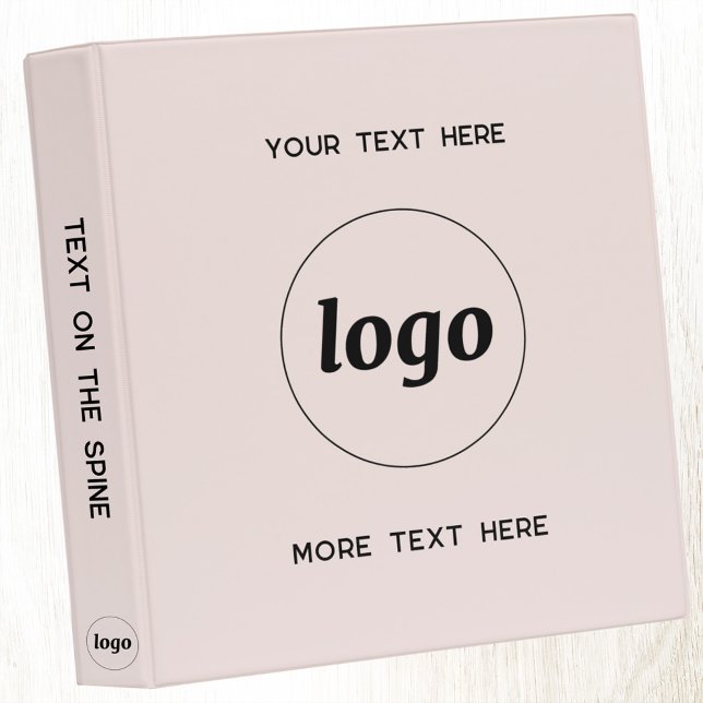 Classeur Logo Simple Avec Texte Business Blush Pink (Simple logo and custom text business professional blush pink 3 ring binder)