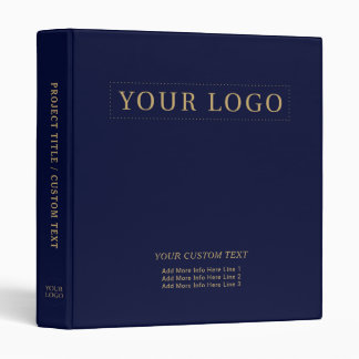 Classeur Logo simple d'entreprise Navy Blue & Gold Promotio
