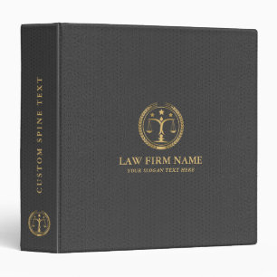 Classeur Logo stylisé Gold Law, Texture en cuir noir