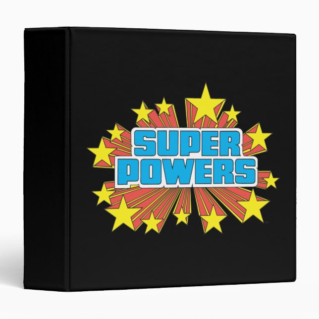 Classeur Logo Super Powers™ bleu (Devant/Côté)
