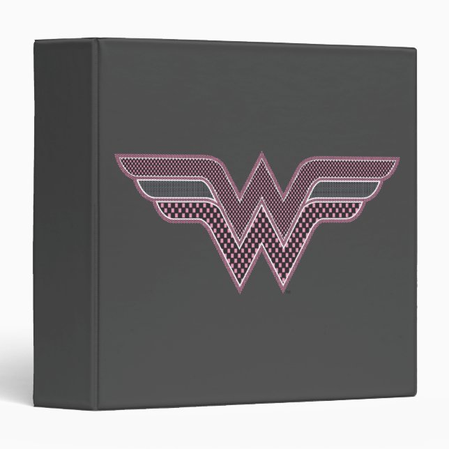 Classeur Logo Wonder Woman rose and Black Checker Mesh (Devant/Côté)