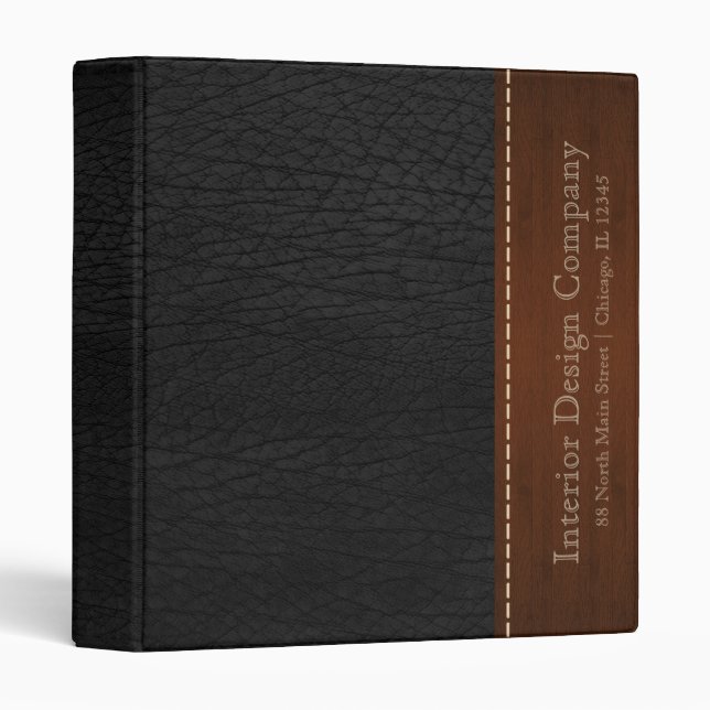 Classeur look cuir noir (Devant/Côté)