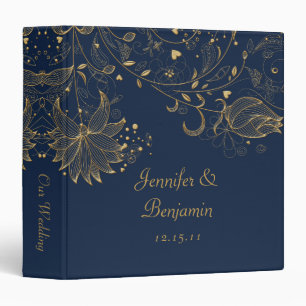 Classeur L'or a esquissé des fleurs sur l'album de mariage
