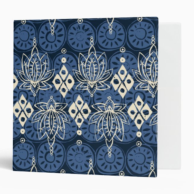 Classeur lotus diamant indigo (Devant/intérieur)