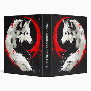 Classeur Loup blanc rouge lunaire