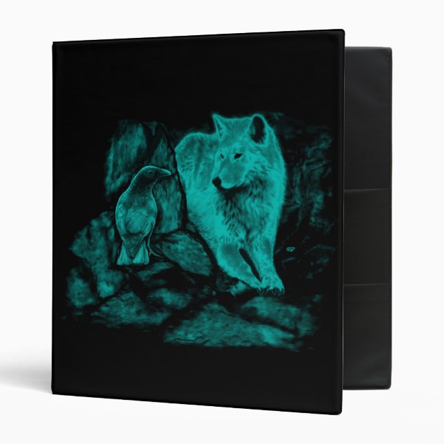 Classeur Loup et corbeau dans la nuit (Devant/intérieur)