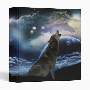 Classeur Loup hurlant à la lune