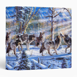 Classeur Loups gris peignant