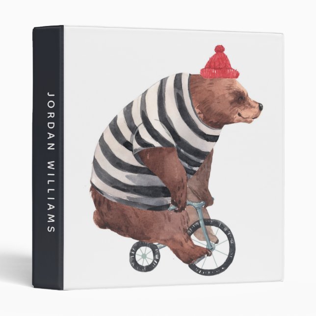Classeur L'ours d'amusement de bicyclette | ajoutent votre (Devant/Côté)